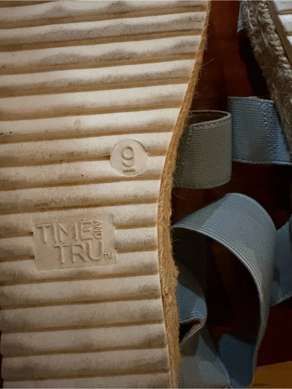 Time and Tru Light Blue Strappy Espadrille Sandals for Women